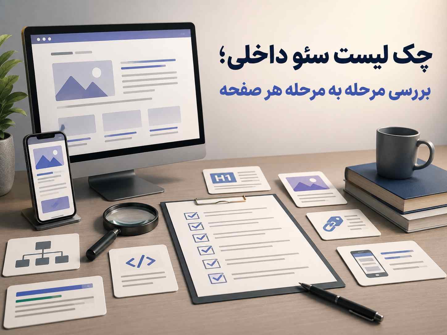 نمای چک_لیست سئو داخلی برای بررسی مرحله_به_مرحله صفحه در دسکتاپ و موبایل